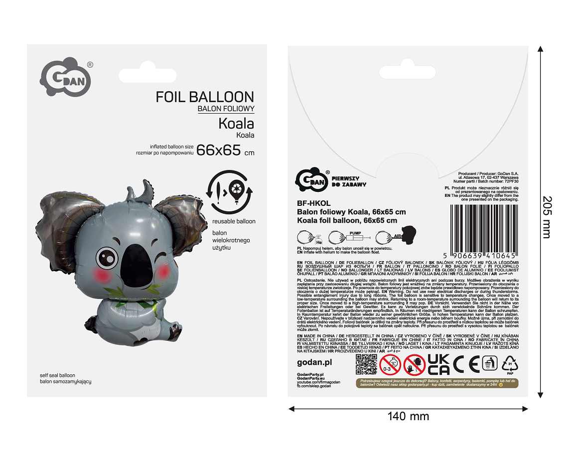 Balon foliowy Koala 66x65cm BF-HKOL GoDan